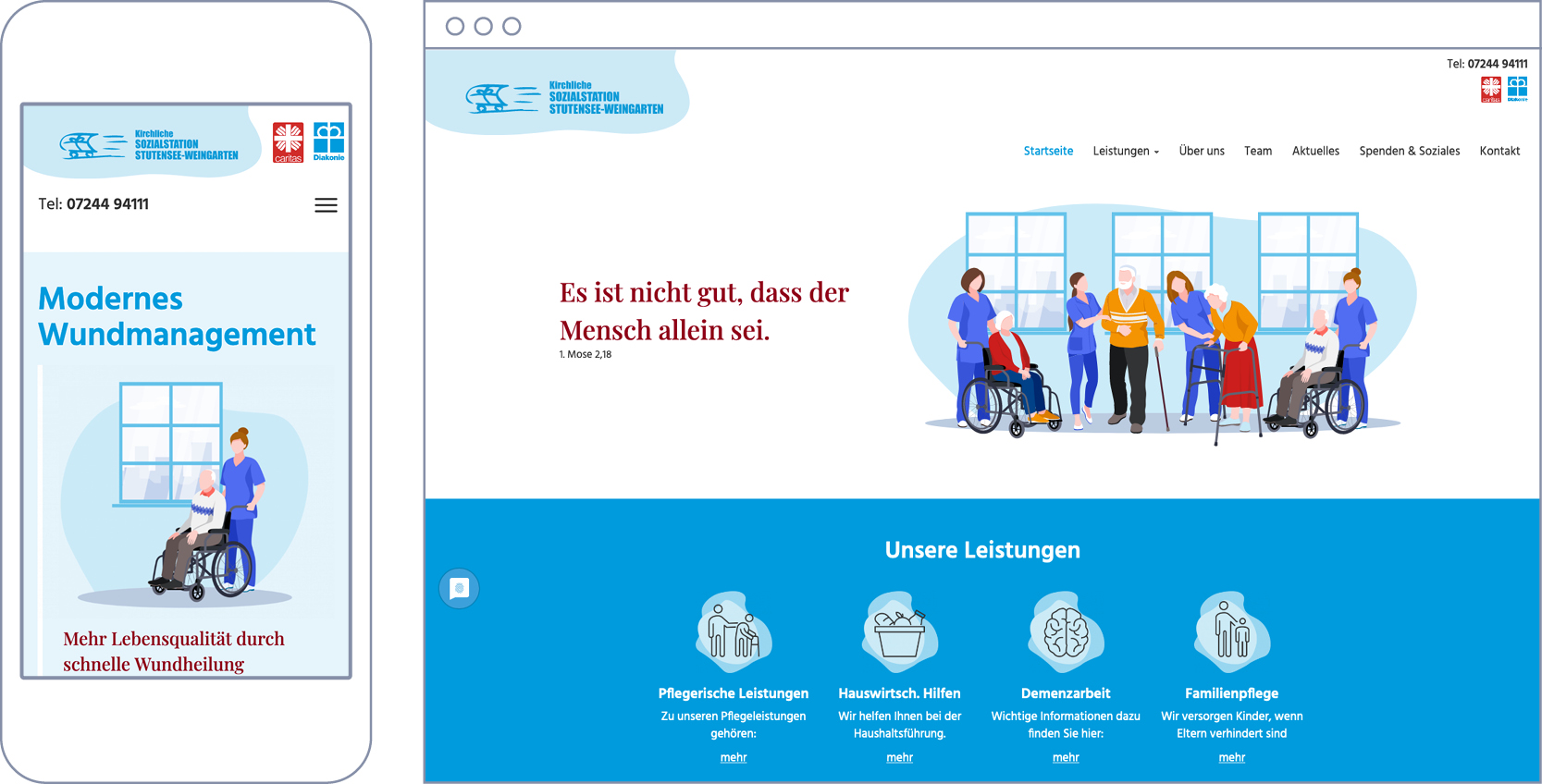Webdesign Kirchliche Sozialstation Stutensee-Weingarten e.V.