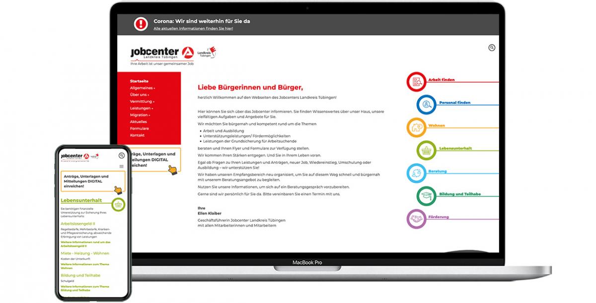 Webdesign: Jobcenter Tübingen