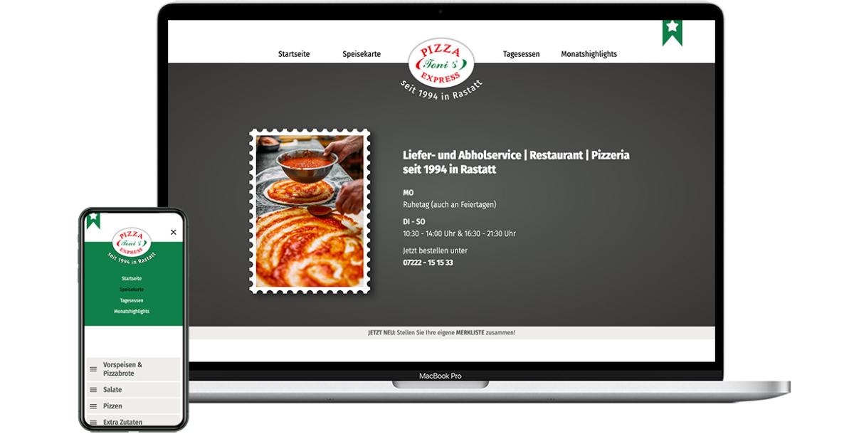 Webdesign: Tonis Pizza Express Rastatt