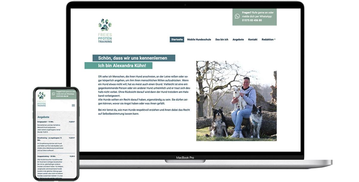 Webdesign: Hundeschule Freies Pfotentraining